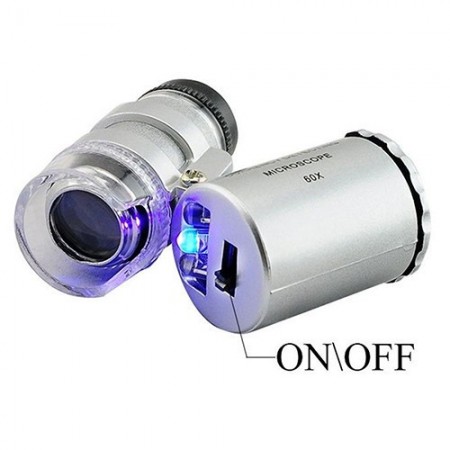 Mini mikroskop 60x z podświetleniem LED i UV
